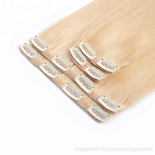 40 Inch Virgin Double Drawn Seamless Human Blonde Clip In Brazilian Human Hair Extension
